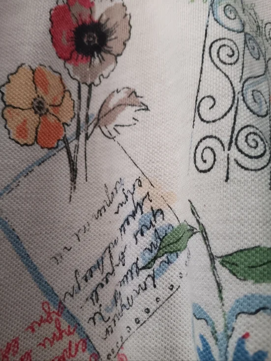 St John’s Bay Floral Script Print Polo Shirt M Cotton Button Short Sleeve - Picture 5 of 8